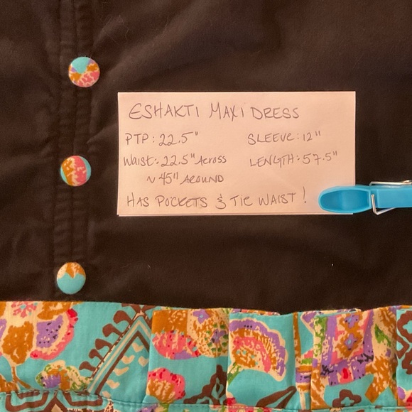 eShakti Black and Teal Floral Maxi Dress - Picture 11 of 11